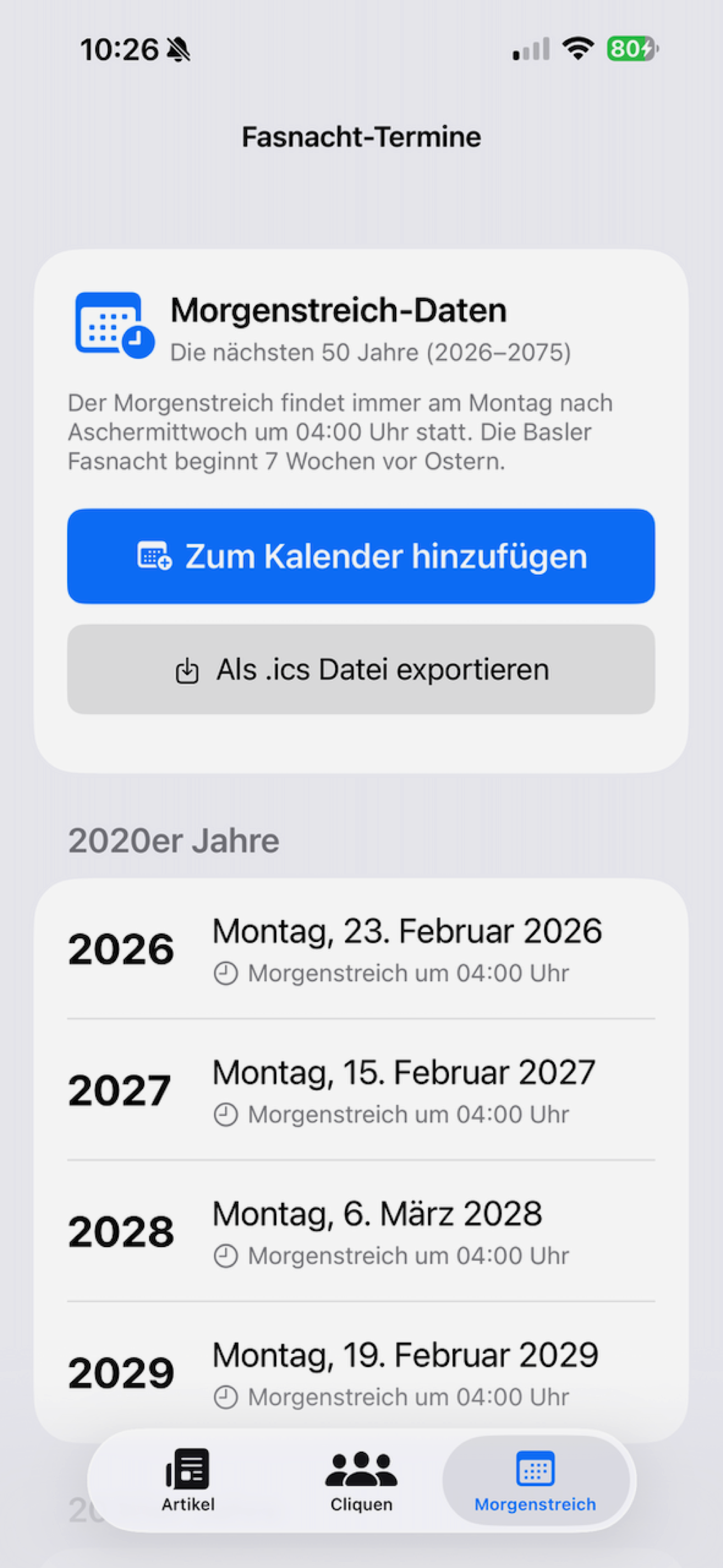 Morgenstreich-Termine